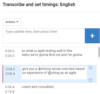 Subtitle Editor in YouTube